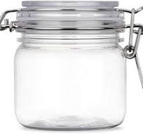 2Pcs 10 Oz/300ml Clear Round Plastic Home Kitchen Storage Sealed Jar Bottles with Leak Proof Rubber and Hinged Lid for Herbs, Spices, Candy, Gift, ...