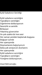 eylul sabahinin serinligini yapraklarin serinligini cigerlerime dolduruyorum ataol behramoglu siir edebiyat yeniden baslamak