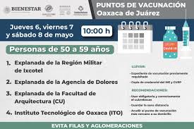 Si tienes entre 50 y 59 años, tu folio de vacunación debe tener el prefijo a50. Municipio Oaxaca De Juarez