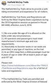 New Laws For Hatfield Mccoy Trails In Wv Hondasxs The Honda Side By Side Club