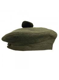 Beanie Glengarry Plain Olive Hat Scottish Hat Scottish Hat Hats Olive Hat