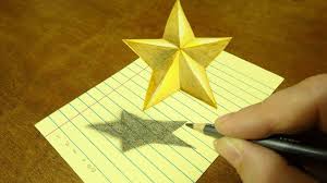 How To Draw Floating Star Drawing 3d Star Art On Line Paper By Vamos Star Art 3d Paper Art 3d Star