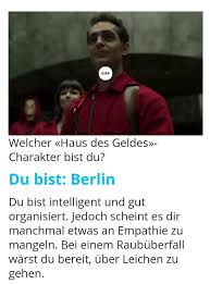 Zugegeben, von nairobi aus haus des geldes eine motivationsrede zu bekommen, wäre unser größter wunsch. La Casa De Papel Welcher Haus Des Geldes Charakter Bist Du Watson