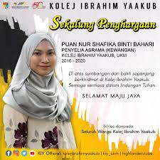 To all my friends, welcome to <> at kolej ibrahim yaakub on 20 december 2011, 7 pm. Kolej Ibrahim Yaakub Ukm Auf Twitter Sekalung Penghargaan Dan Terima Kasih Kepada Puan Nur Shafika Binti Bahari Atas Sumbangan Dan Bakti Sepanjang Berkhidmat Di Kolej Ibrahim Yaakub Ukm Selamat Maju Jaya Ditempat
