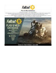 Fallout 76 workshop object plans. Fallout 76 Plan Mod Database