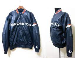 Free Shipping Vintage Leather Denver Broncos Starter Brand Etsy Football Jackets Vintage Leather Vintage Mens Fashion