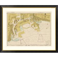Global Gallery Nautical Chart Los Angeles And Long Beach Harbors Ca 1998 Sepia Tinted Framed Graphic Art