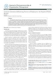 Pdf Turnover Intention Influencing Factors Of Employees An Empirical Work Review