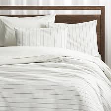 Black And Cream Ticking Bedding Chandler Pinstripe King Duvet Cover Crate And Barrel Bed Linens Luxury Duvet Cover Master Bedroom Bed Linen Design