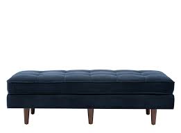 Scott Ottoman Bench Navy Cotton Velvet Banc Ottoman Repose Pieds Velours Bleu