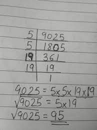 95 is an odd composite number. Write The Prime Factorization Of 9025 And Hence It S Square Root Brainly In