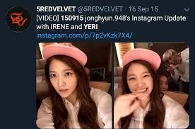 Lately there has been discussion about the close friendship between rvs yeri and shinees jonghyun. K U R On Twitter From 14 Dates There Are 4 Dates Related To Jonghyun 3 Of Them Are Yeri S Selfies With Him Yeri S Big Brother