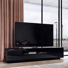 Samso Black Tv Stand For Tvs Up To 75 With Led Lights Loft Loft Design Company