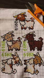 Star rabbit on the illustration of natalya kostyunina pattern for cross stitch in pdf size 83 * 138 stitches 24 solid colors, 3 blends of them, dmc used stitches: Fo Goat Farm Patches Each Is Modeled After A Different Baby Goat On My Farm Crossstitch
