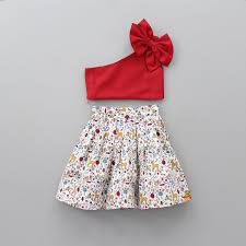 Pre Order Red Crop Top With Printed Skirt Little Muffet Girls Frock Design Kids Dress Wear Kids Frocks Design