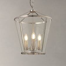 John Lewis Partners Granchester Glass Lantern Ceiling Light Satin Nickel Lantern Ceiling Lights Ceiling Lights Lantern Pendant Lighting