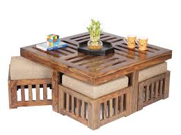 Chinese huali rosewood dark brown straight apron side altar table ws472. Wood Craft Solid Sheesham Wood Indian Rosewood Coffee Table Center Table With 4 Stool Espresso Finish With Cushion For Living Room Square 4 Stools Amazon In Furniture