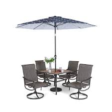 A small patio dining set or bistro set works better for a narrow balcony or courtyard. Patio Chairs And Umbrella Off 70