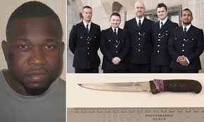 Police who tackled deranged knifeman Christopher Haughton armed with 10in  blade in halal butcher's shop praised as attacker jailed indefinitely