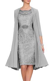 Check spelling or type a new query. Apxpf Women S Tea Length Mother Of The Bride Dresses Two Pieces With Jacket Silver Us14 At Amazon Women S Clothing S Groom Dress Knee Dress Wedding Guest Gowns