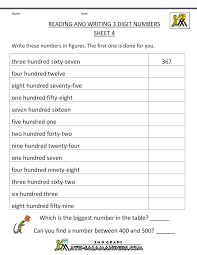 free place value worksheets reading and writing 3 digit numbers