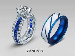 Blue Wedding Set Blue Wedding Ring Sets Blue Wedding Rings Wedding Rings Unique