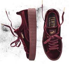 Rihanna X Puma Continues With A Creeper In Velvet And A New Patent Leather One Maroon Shoes Velvet Shoes Suede Creepers