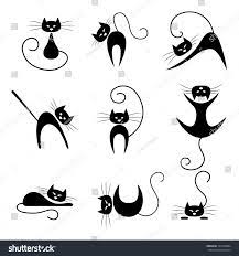 black cat collection cats in various poses hayvan silueti cizimler kedi sanati