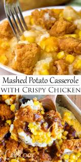 Mashed Potato Casserole With Crispy Chicken Recipes Chicken Dinner Recipes Mashed Potato Casserole