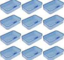 12 Pieces Mini Rectangular Plastic Boxes Empty Storage Organizer Containers  with Hinged Lids for Small Items and Other Craft Projects (Blue, 3.3 x 2.2  ...