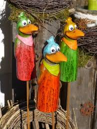 Zaunhocker Beetstecker Figur Rabe Dekoration Zaun Garten Terrasse Beet Vogel Topferhandwerk Zaunhocker Topferarbeiten