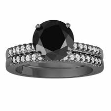 Shop with afterpay on eligible items. Fancy Black Diamond Engagement Ring Set Diamond Wedding Ring Sets Vintage Engagement Ring Sets 14k Black Gold 1 45 Carat Certified