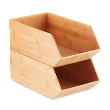 Stackable Bamboo Storage Bin The Container Store Laundry Room Storage Laundry Room Storage Shelves Stackable Storage Bins