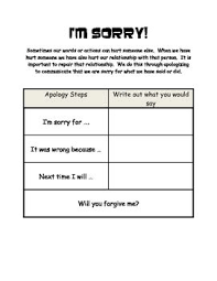 I M Sorry Steps For Making An Apology Classroom Lessons Teaching Fun Counseling Worksheets