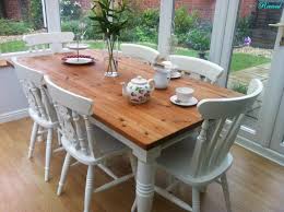 A Traditional Rustic Pine Farmhouse Table With 6 Chairs Rustic Dining Farmhouse Table Table