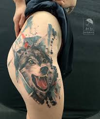 About A Six Hour Tattoo And One Of My Favorites So Far Color Brush Strokes And Wolf Combo Lowerside Tattoo Shop S Animal Tattoo Tattoo Shop Tattoo Artists