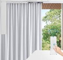 Electric Curtain Track 87"-244" Smart Curtains Motorized Opener Curtains  Rod Super Silent Motor with Remote Control (79'')