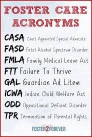 Maybe you would like to learn more about one of these? I Get So Confused With All The Acronyms Used With Foster Care Great List Here Foster Care Becoming A Foster Parent The Fosters