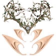 MOSTORY Elf Ears with Fairy Green Headpiece for Cosplay Woodland Elf Crown  Branches Circlet Tiara and 2 Pairs Pixie Earas Costume Set for Women Girls  Halloween Renaissance Photo Shoot Props - Walmart.com