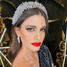 Tara, grey & silver bridal headpiece