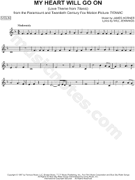 Celine Dion My Heart Will Go On Sheet Music Violin Solo In F Major Download Print Sku Mn0109581