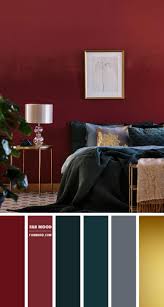 This bedroom design is inspired by those fact, to help rose gold fans to get idea to decorate their bedroom. Burgundy And Dark Teal Bedroom With Gold Details