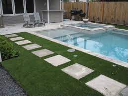 Before artificial turf my kids would run through the line and track dirt and grass clippings into the pool, now i have fired the poolman and only clean the. Just Installed New Improved Artificial Turf Grass Geometric Pool Rectangle Pool Rectangular Pool