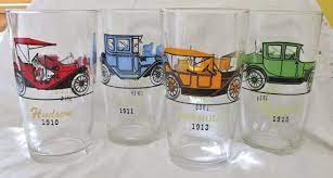 4 Hazel Atlas Tumblers Glasses Set Of 4 Antique Classic Auto Etsy Collins Cocktail Tom Collins Cocktails Vintage Tableware
