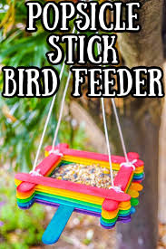 Bird Feeder Crafts For Kids Popsicle Stick Bird Feeder Craft In 2020 Camping Crafts For Kids Bird Feeder Craft Craft Stick Crafts