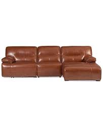 Furniture Beckett 3 Pc Leather Sectional Sofa With Chaise 1 Power Recliner Created For M Sectional Sofa With Chaise Leather Sectional Leather Sectional Sofa