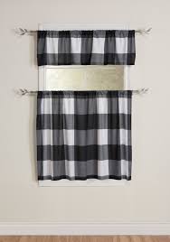 Get rid of monotonous plain window curtains with these plaid black and white curtains. Mainstays Buffalo Check 3 Piece Kitchen Curtains And Valance Set Walmart Com Walmart Com