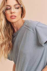 Blue Cotton Tee With White Embroidered Cross Christian Apparel & Fashion