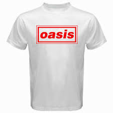 New Oasis British Rock Band Logo Mens White T Shirt Size S