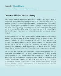 We did not find results for: Overseas Filipino Workers Free Essay Example